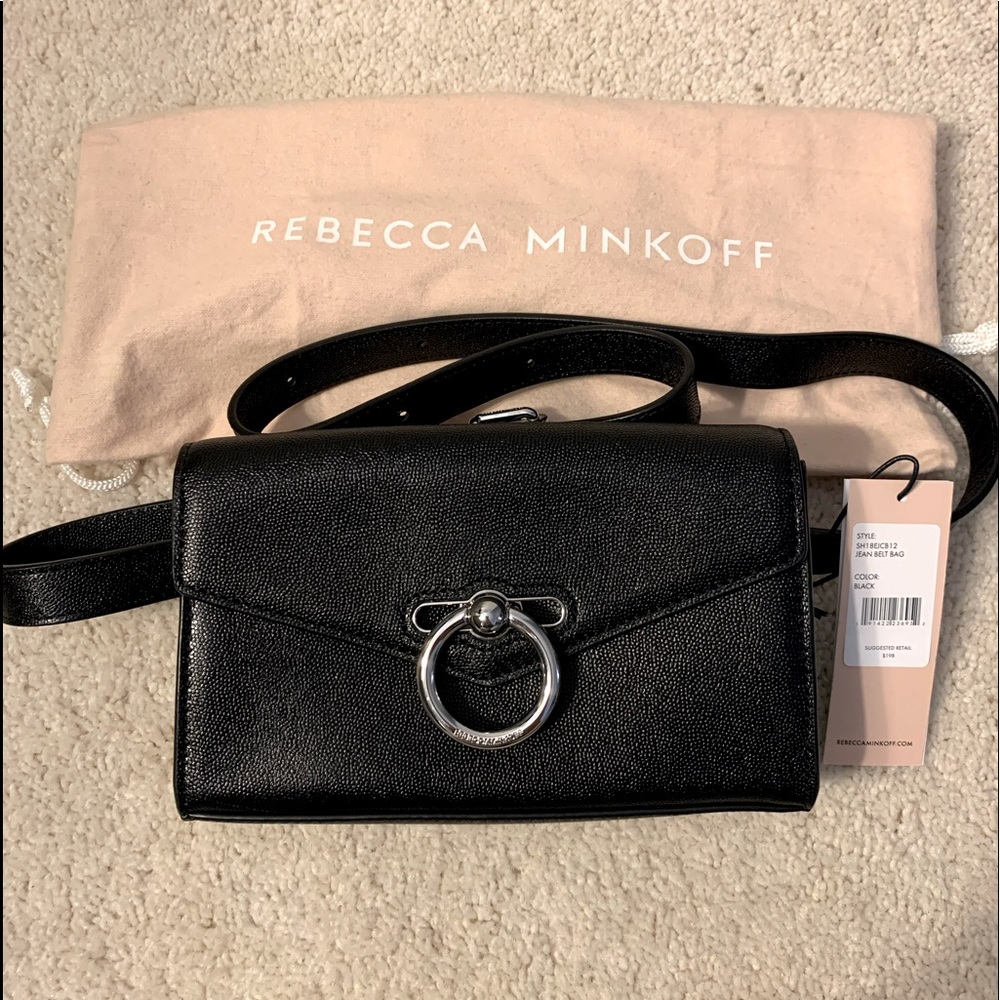 REBECCA MINKOFF Jean Belt Bag in Black. Belt bag or crossbody.
